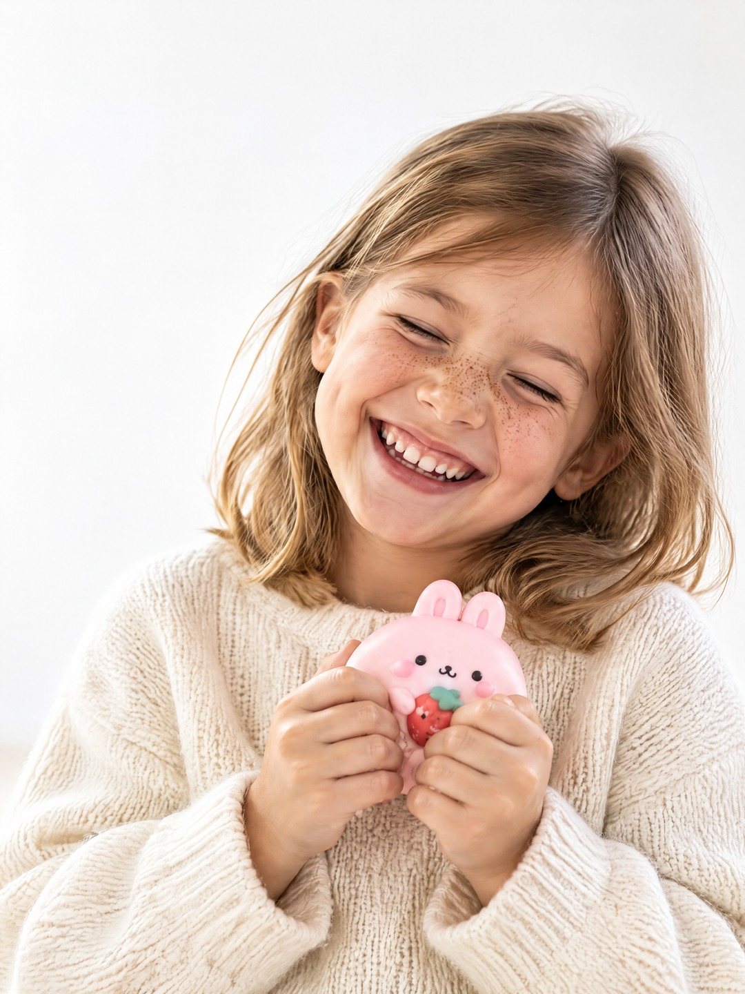 Petite fille qui éclate de rire avec son squishy