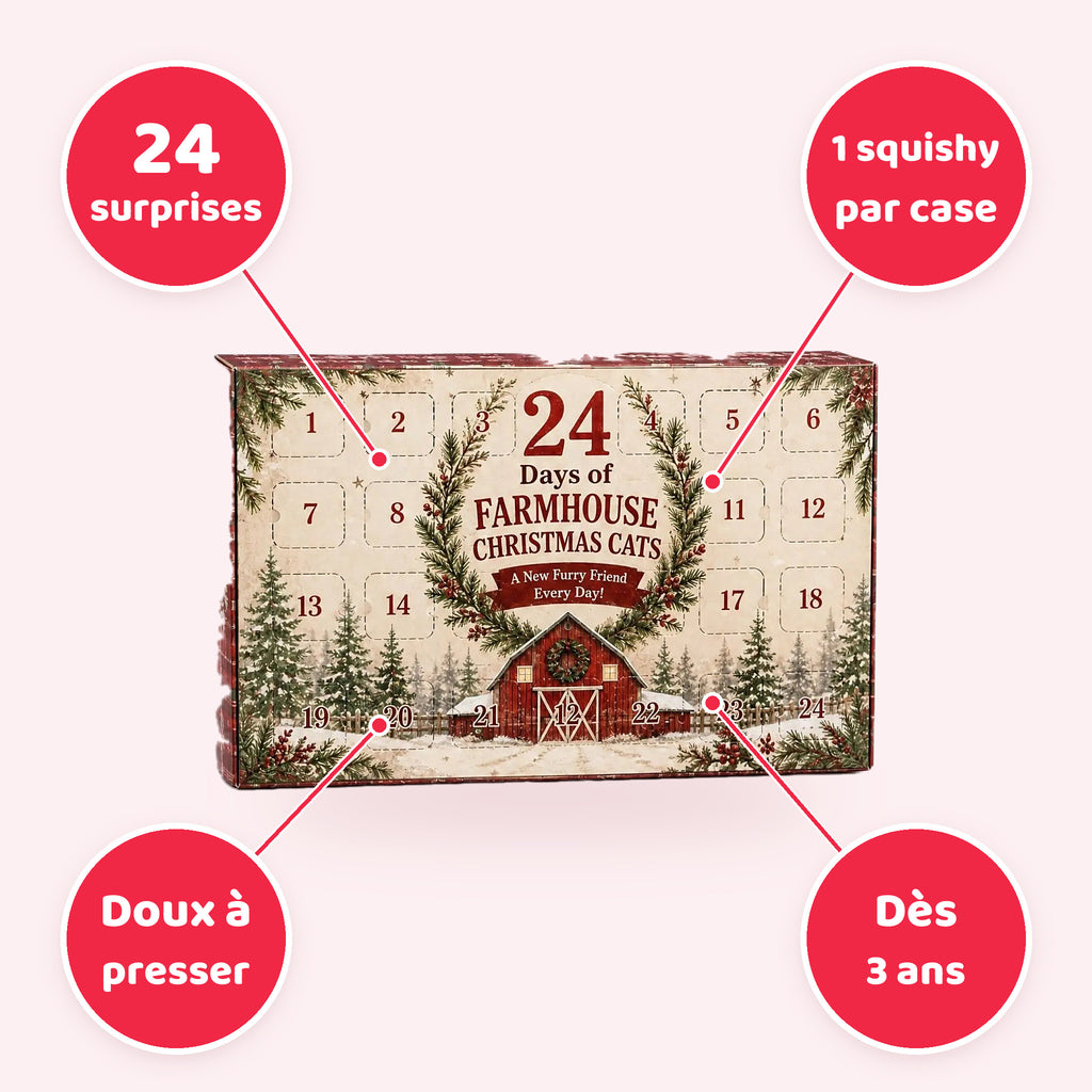 Caractéristiques – calendrier de l'Avent squishies animaux ferme et chats
