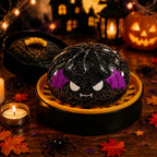 Squishy ravioli chauve-souris noir à paillettes dans son panier vapeur