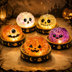 Squishies raviolis d'Halloween lumineux : citrouille, fantôme, cyclope et tête de mort