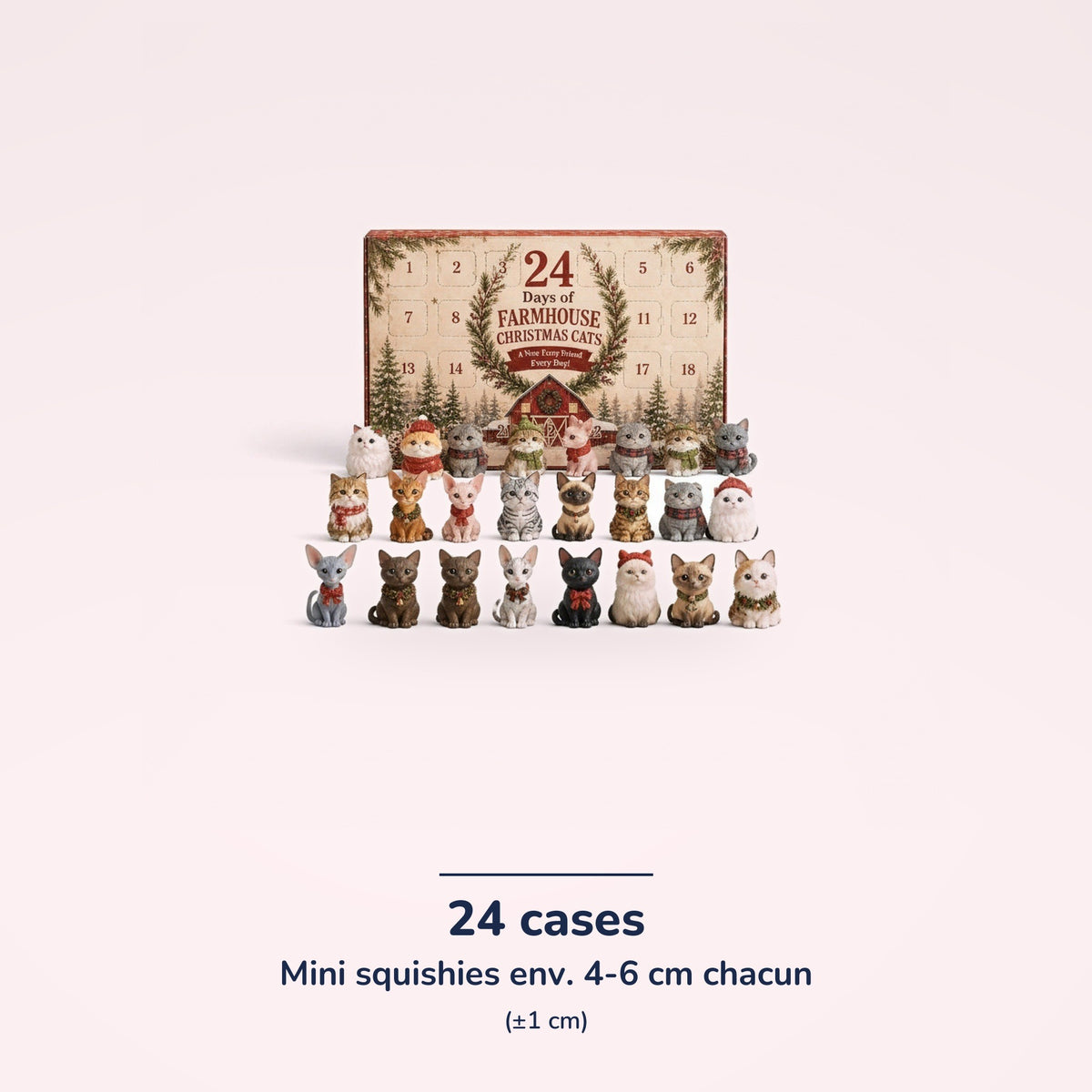 Calendrier de l'Avent Squishies Animaux – Ferme & chats – dimensions