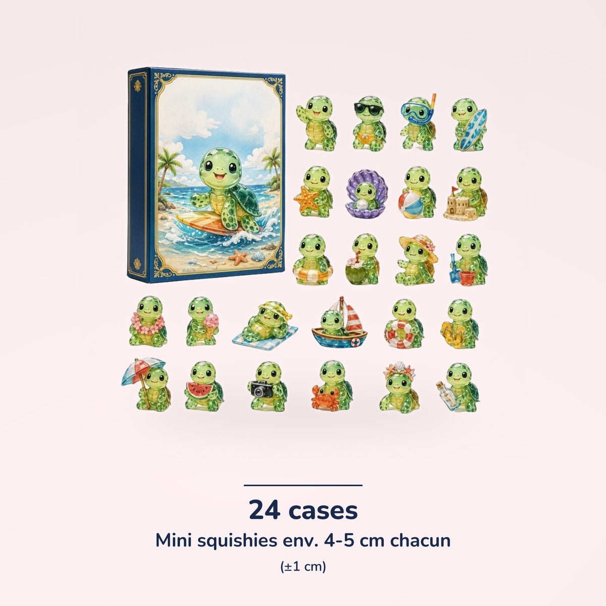 Calendrier de l'Avent Squishies Animaux – Petites tortues – dimensions