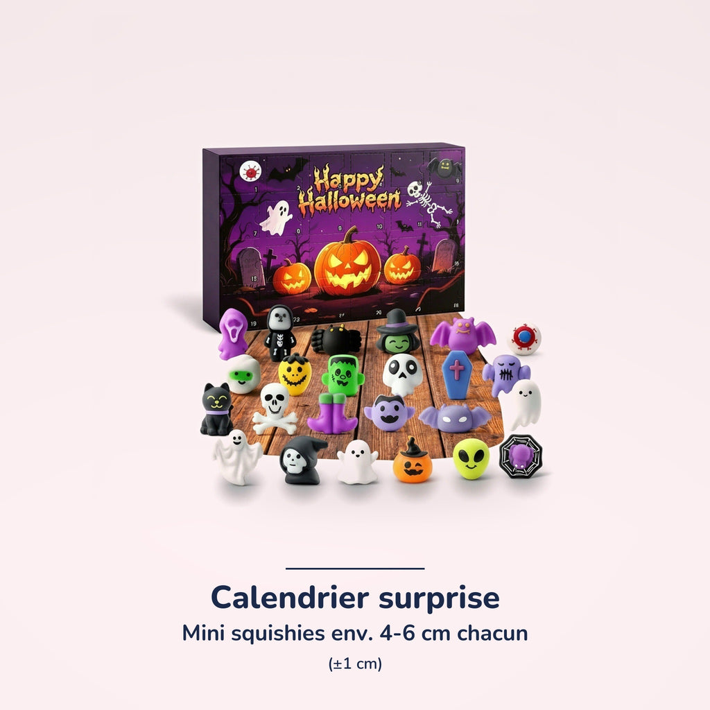 Calendrier Halloween – Squishies surprise fantômes & citrouilles – dimensions