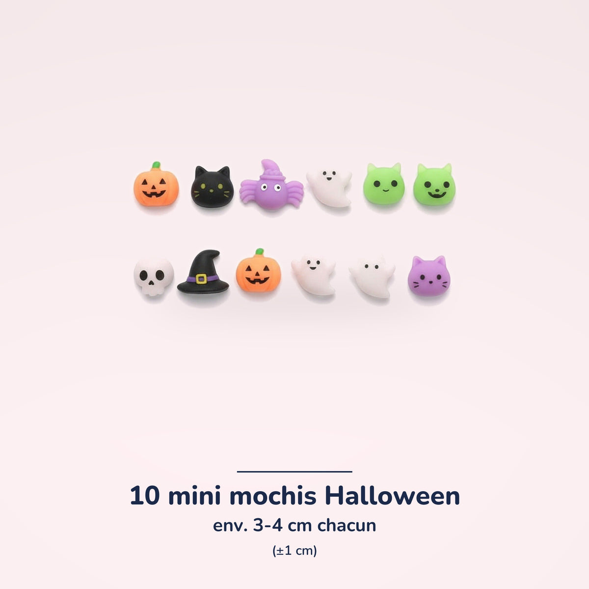 Lot de mini mochis Halloween – 10 squishies – dimensions