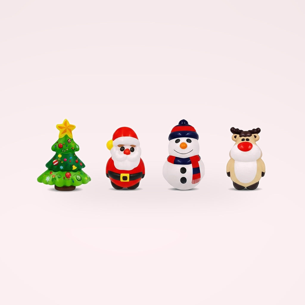 Lot de 4 squishies de Noël – Père Noël & rennes