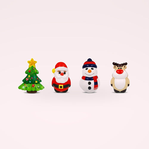 Lot de 4 squishies de Noël – Père Noël & rennes