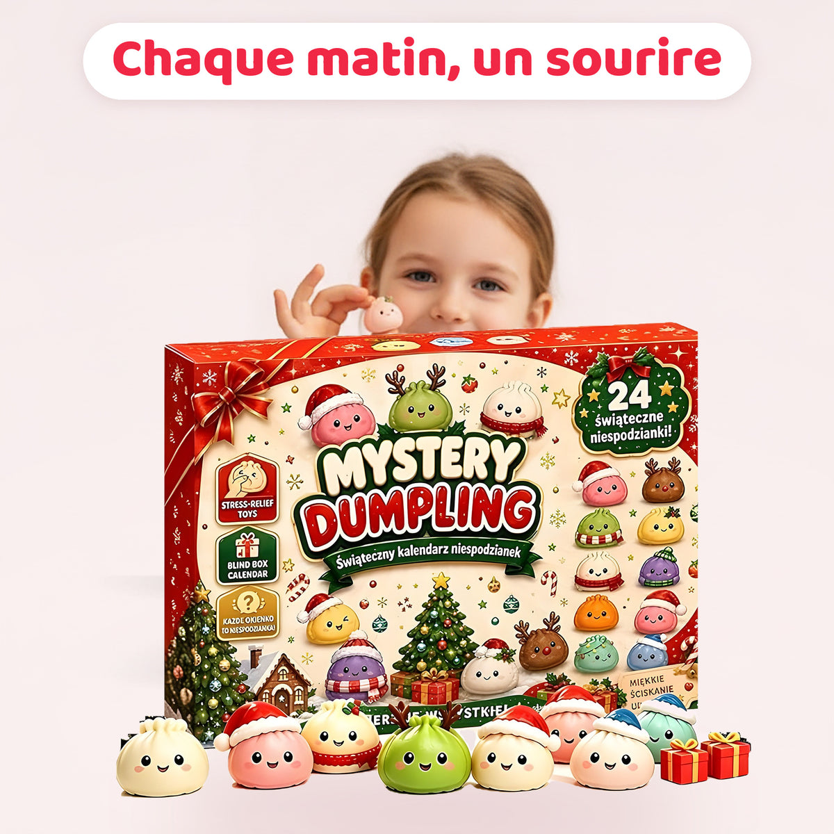 Chaque matin un sourire – calendrier de l'Avent Mystery Dumpling, 24 squishies raviolis