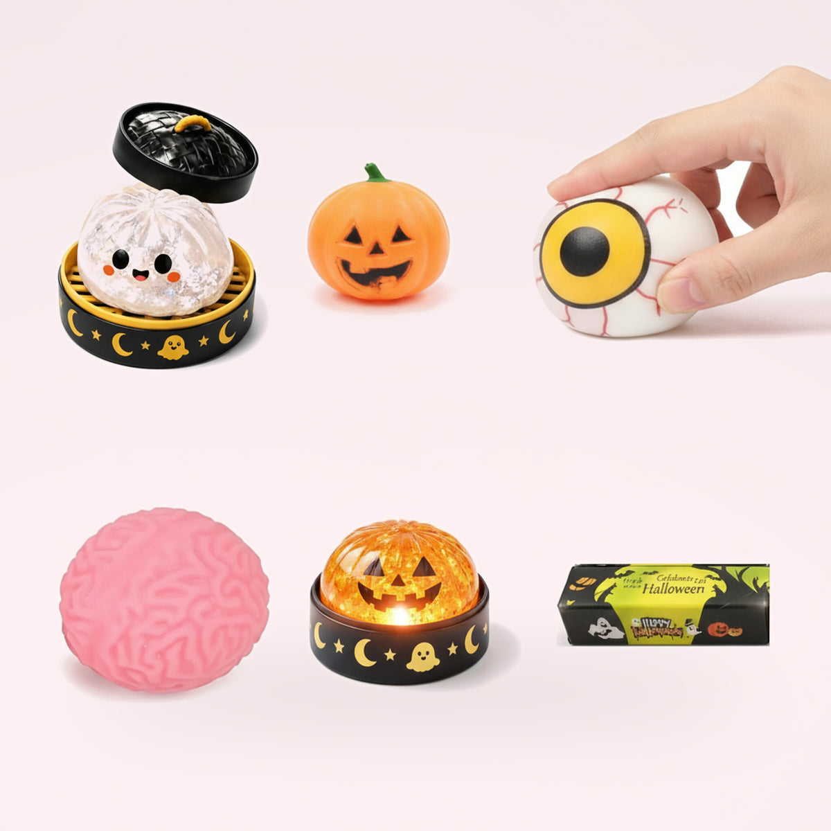 Pack Halloween 6 squishies – en main