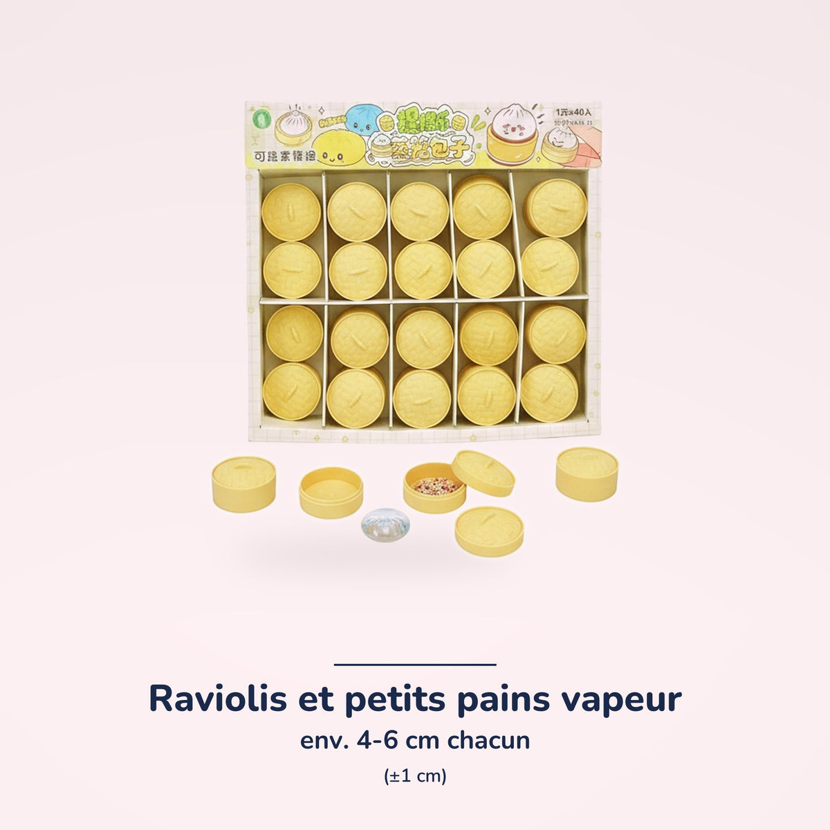 Set squishies raviolis & petits pains vapeur – dimensions