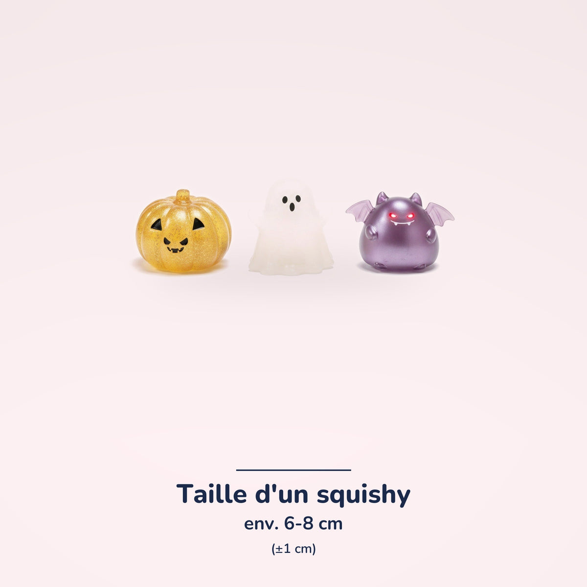 Squishy Halloween lumineux – fantôme, citrouille, chauve-souris – dimensions